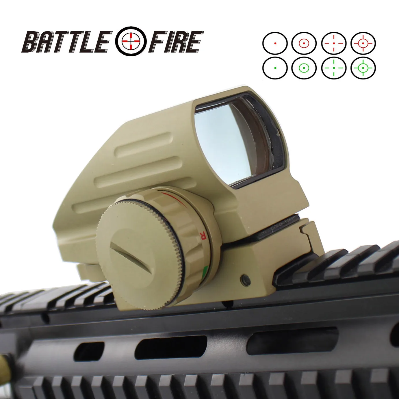 Nuevo visor de colimador 1X33 para Rifle de caza, reflejo holográfico, 4 retículas, punto rojo, mira tactica, mira telescópica Color bronceado