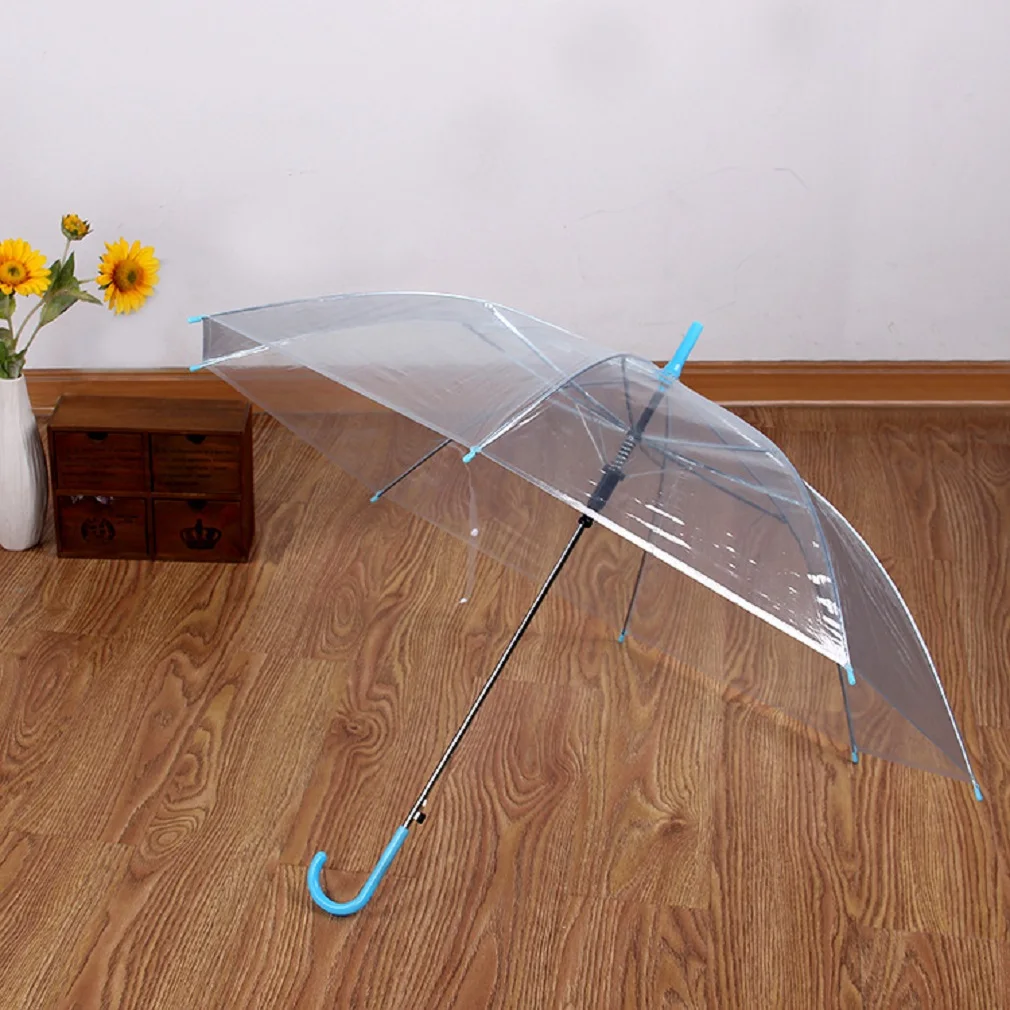 Модный большой прозрачный зонтик с прозрачным куполом, зонтик Brolly, женские свадебные украшения, солнечные зонты для дождливой вечеринки - Цвет: Синий
