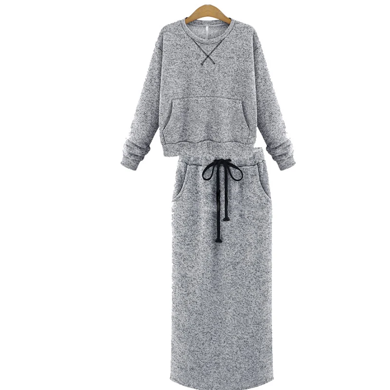 Fashion Autumn Winter Long Sleeve High Waist Knit Women Sweatshirts two 2 pc skirt sets o-neck cutton hoodies Tracksuit suit Fashion Autumn Winter Long Sleeve High Waist Knit Women Sweatshirts two 2 pc skirt sets o-neck cutton hoodies Tracksuit suit