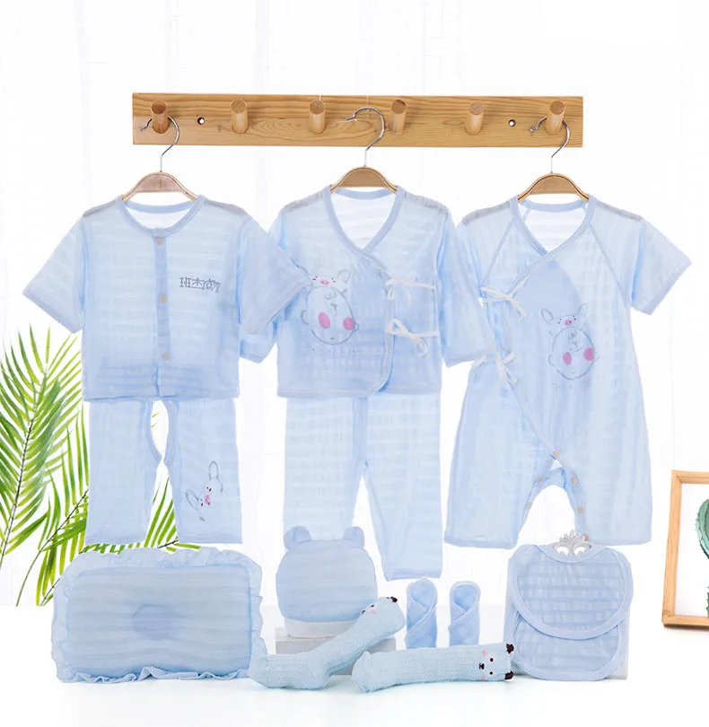 

13 Pcs Newborn Baby Boy Clothes Summer 2019 Thin Breathable Baby Rompers Baby Girl Clothes Set Infant Clothing Outfit Bib Socks