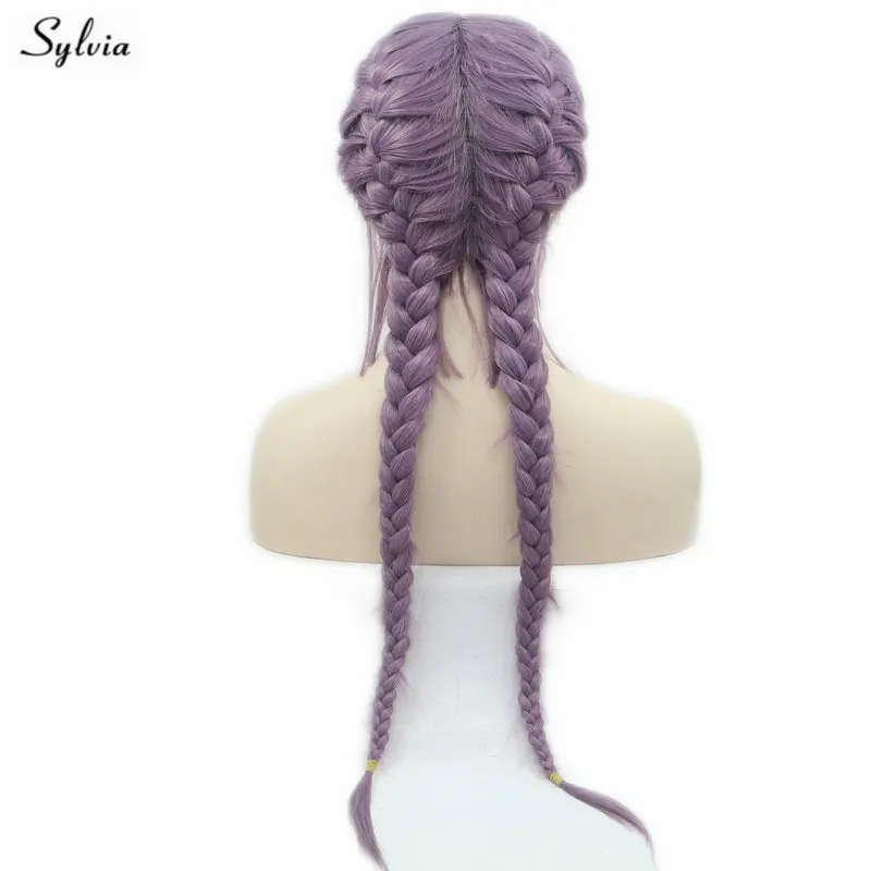 Sylvia 2x твист парики из косичек лавандового фиолетового/фиолетового синтетического кружева спереди парик для леди плетеные парики с волосами для девочек вечерние