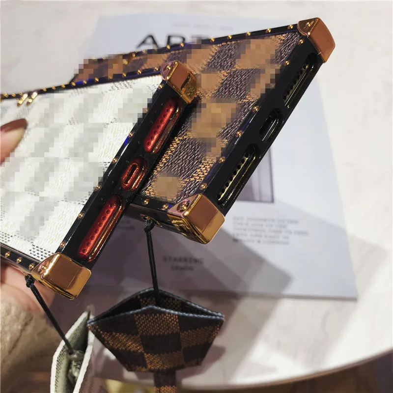 For iPhone 8 Case Apple XS Max XR Cover Lattice Patterned Square PU Leather Back For iPhone 6 6S 7 8 Plus X XS Case Capa