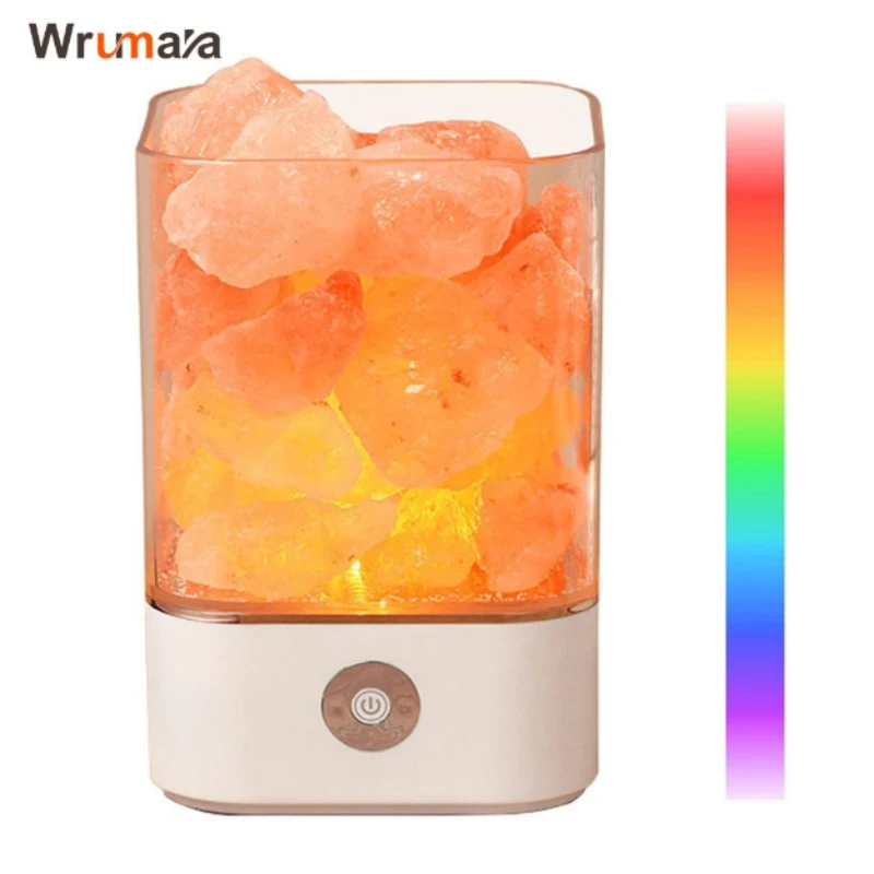 LED Salt Lamp Himalayas with 7 Colorful USB Food Natural Himalayan Salt