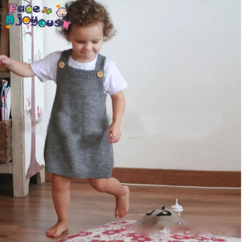 

2019 New Spring Autumn New Children's Sweet Girls Dresses Baby Girls Dress Knitted Suspenders Baby Sleeveless Dress