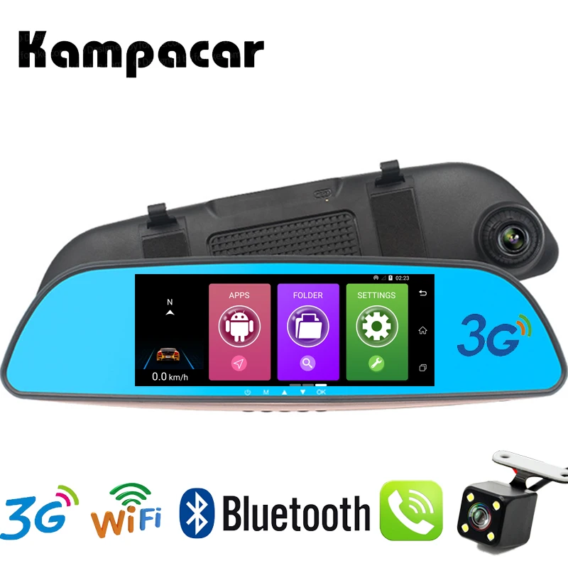 

Kampacar GPS Car Navigator Video Registrator 3G Android Navigation With Camera Car Dvr Rearview Mirror Drive Recorder 2 Dash Cam