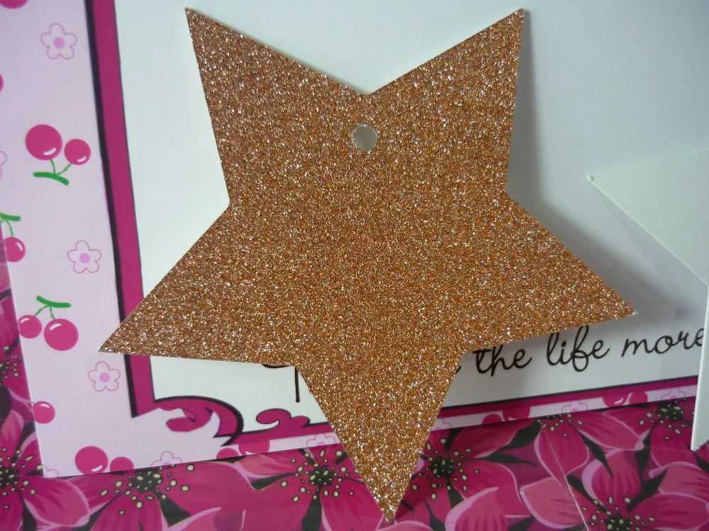 CX-TAG-00044 9x8.56cm Bronze Gold Glitter Stars Christmas Gift Tags 03