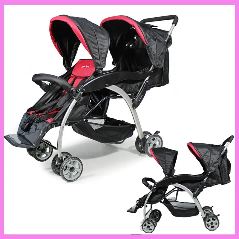 Newborn Lightweight Baby Twin Stroller Double Pram Folding Shock