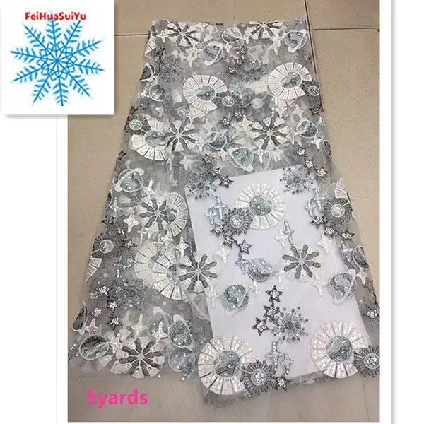 

2018 High Quality African Lace Fabric French Net Embroidery Sequins Tulle Lace Fabric For Nigerian party dress dpA123