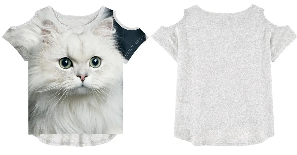 Одежда для маленьких девочек; детская футболка фирменного дизайна; Детские футболки; модная детская летняя футболка с 3D принтом белого кота