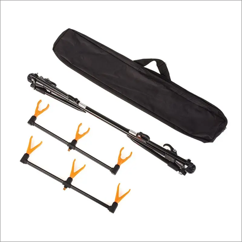 

1 Set Fishing Rod Holder Pole Support Stand Sea Fishing Adjustable Retractable 3 Holders 4 Feet Tackle Rods Accessories Tent