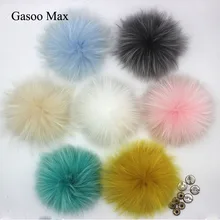 2 шт./лот DIY 15 см помпоны из натурального меха енота меховые шарики для вязаных шапок брелок и шарфы обувь окрашенная помпон из натурального меха