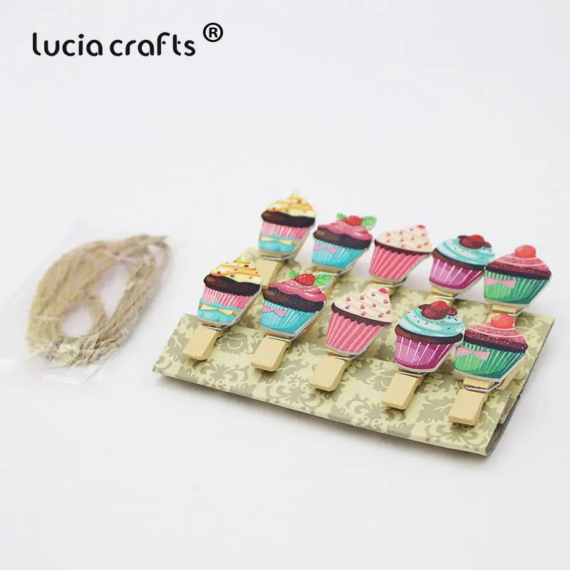 Lucia crafts 1 упаковка 3,5*2 см Мультфильм деревянный зажим пеньковая веревка фото бумага ремесло для альбома домашний декор DIY офисные принадлежности E1202