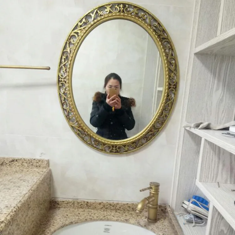 

European style bathroom mirror bathroom bathroom wall decoration mirror waterproof hollow elliptical Basin