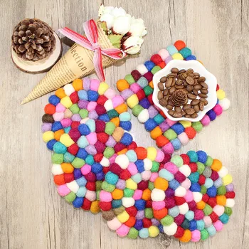 

4Pcs/lot 3.9" Handmade Coaster colorful Non-Woven Fabric Coffee Cup Mat Heat pads Potholder cute wholesale FG311