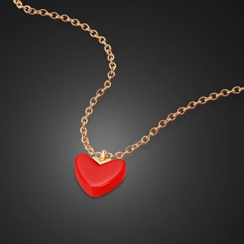 

Fashion Tiny Dainty Red Heart pendant Chocker for Women 925 sterling silver Chain Smalll Love Necklace on neck Bohemian Jewelry