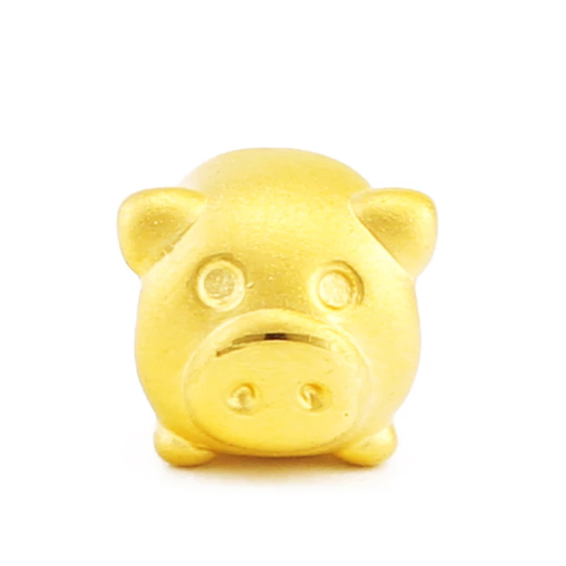 

Real 999 24k Yellow Gold Pendant 3D Women Bless Pig Only Pendant 10x9mm