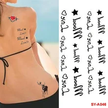 

Waterproof Temporary Tattoos Sticker Text Love Lotus Cartoon Animal Panda Fox Deer Fake Tattoo Body Finger Art Men Women Tattoo