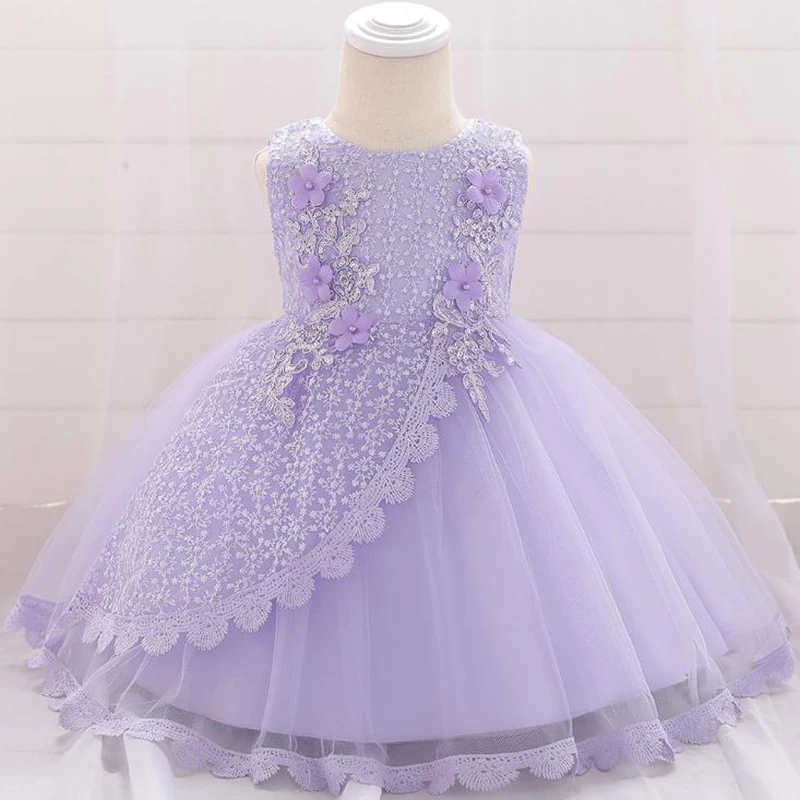 

Infant Purple Dress 100% Cotton Sleevelees Summer Baby Girl Dress Lace Princess Dress Birthday and Wedding Dress for Girl