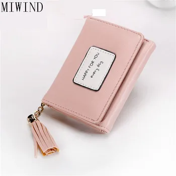

MIWIND2017 Korean Short Wallet Women Small Clutch WithTassel Female Purse Brand Girl Coin Card Holder Dollar Student TCP400