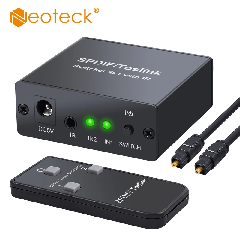 Neoteck SPDIF/Toslink Switcher 2x1 с ИК Toslink Switcher два входа один выход оптический аудио коммутатор двусторонний переключатель для DVD