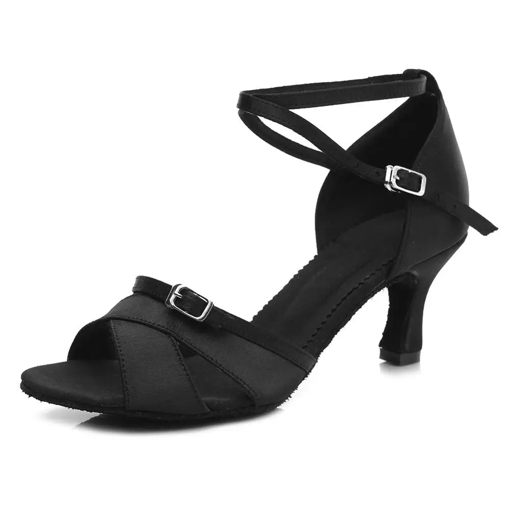 Латинская танцевальная обувь для детей для девочек, женщин, профессиональный Танго Сальса обувь для танцев на вечеринках высокое качество на высоком каблуке бальная танцевальная обувь - Цвет: black  6.5cm
