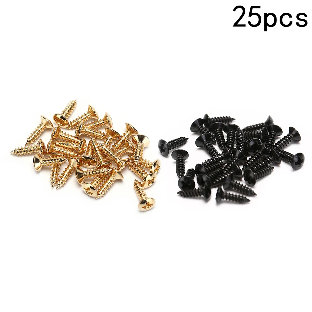 

25Pcs 3 * 12mm Electric Guitar Screws For Pickguard Back Plate Mount DIY Luthier Tool Gold Silver Balck