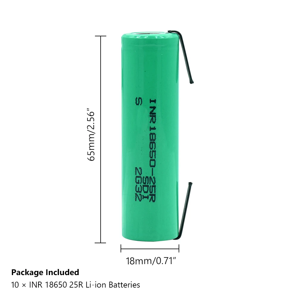 Высокая утечка 20A INR 18650-25R батарея 3,7 V 2500mAh перезаряжаемые литиевые батареи+ DIY никель кусок для фонарика