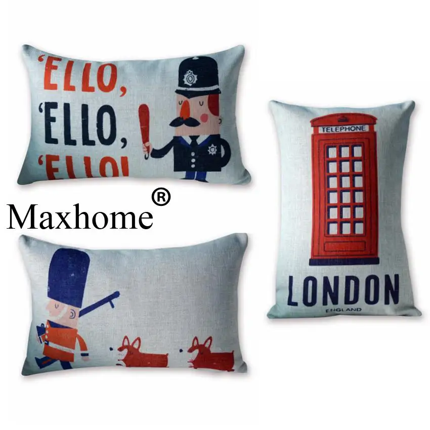 British Art Cotton Linen Waist Pillow London Elements