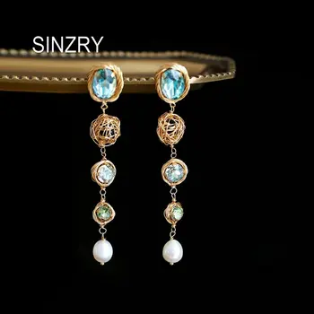 

SINZRY original design handmade crystal vintage winding drop earrings gold color personality elegant earring for women