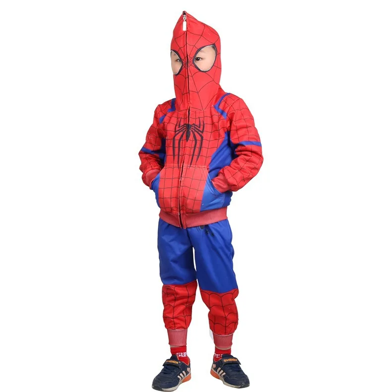 Спортивный костюм «Человек-паук» для мальчиков, 4 цвета, комплект одежды из 2 предметов для детей 3-10 лет, свитер с капюшоном для мальчиков «Человек-паук»+ штаны, спортивный костюм для мальчиков