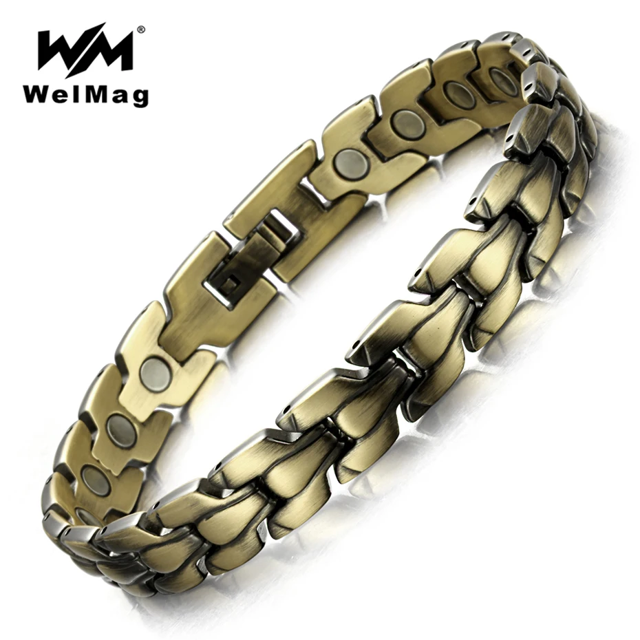 Купить модный популярный бронзовый магнитный браслет для мужчин welmag