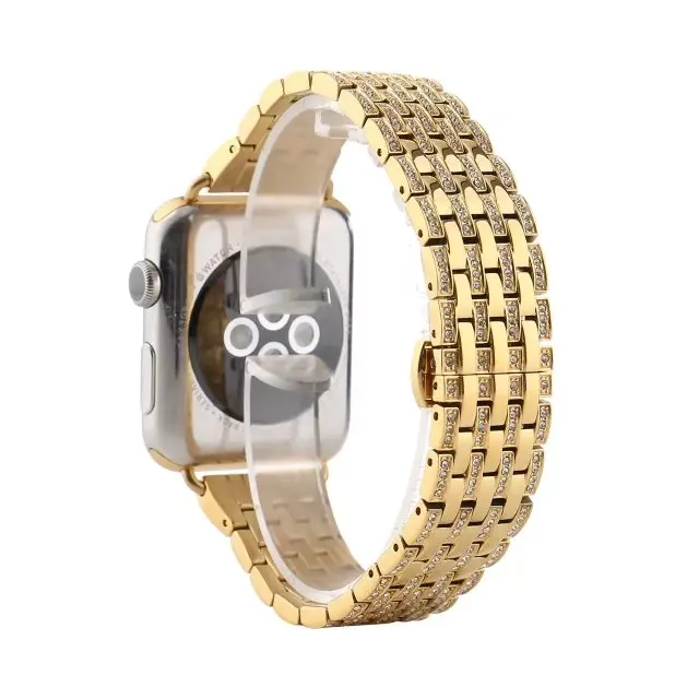 

Luxury Crystal Rhinestone Diamond Watch Bands for Apple Watch Bands 38mm 42mm Series 1 Series 2 Crystal Shining Gold Strap