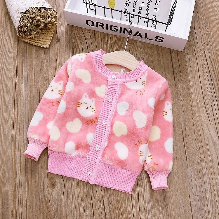 

2018 New Autumn/Winter Baby Girl Sweater Casual Style Girl Cotton Cardigan Long Sleeve O-neck Solid Bow Pattern Children Sweater