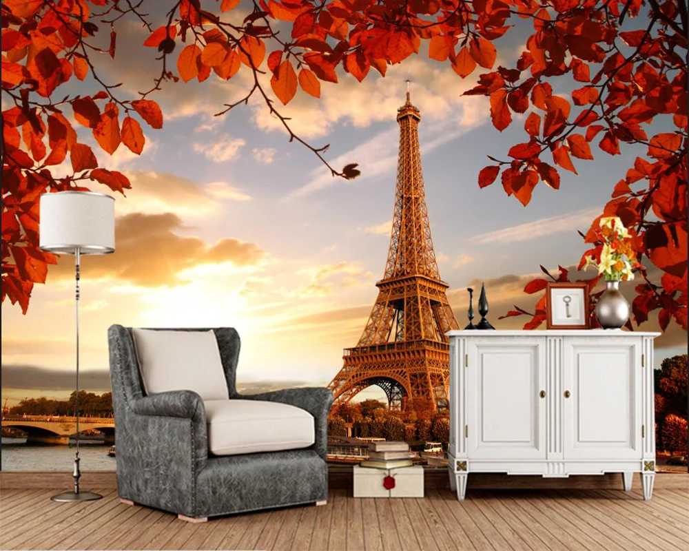 Papel de parede Autumn Eiffel Tower Paris photo Leaf 3d wallpaper,living room TV sofa wall bedroom wall papers home decor mural Papel de parede Autumn Eiffel Tower Paris photo Leaf 3d wallpaper,living room TV sofa wall bedroom wall papers home decor mural
