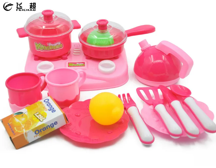 

17Pcs Children Light & Music Kitchen Toys for Girls Pretend Play Game Cooking Food Dishes Educational Simulation Kitchen Toys
