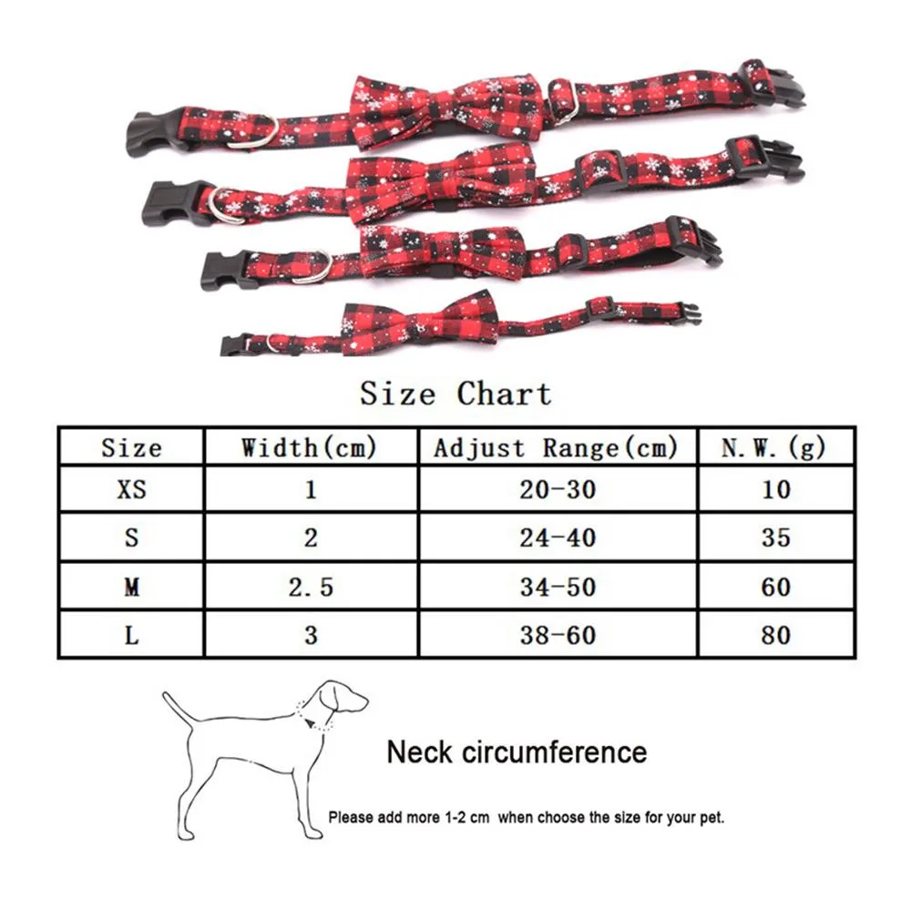 Ошейник для собак со снежинками, нейлоновый галстук-бабочка, регулируемый бант для питомца, ошейник для щенков, средних и больших собак, Рождество, год Q0