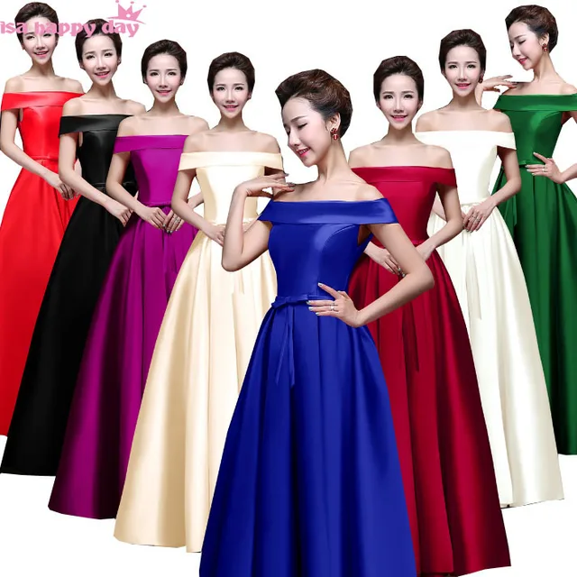 Long Black Satin Floor Length Sleeveless Off The Shoulder Red Long Black Satin Floor Length Sleeveless Off The Shoulder Red Bridesmaids Dresses For Princess Bridesmaid