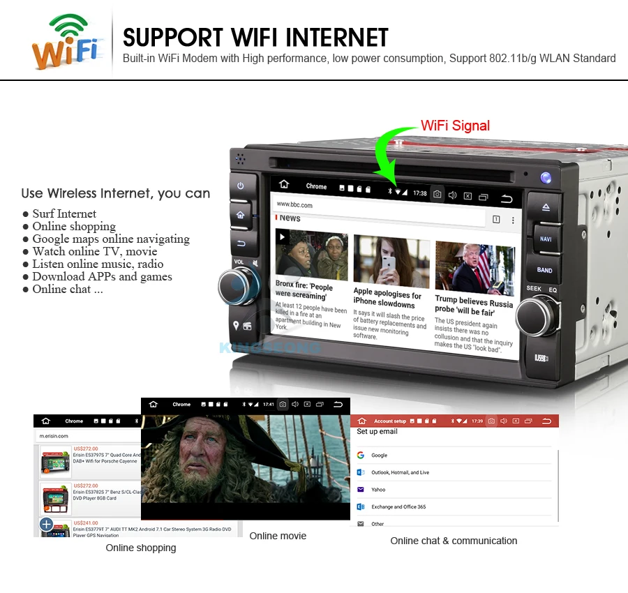Excellent 2Din Android 8.0 GPS Car Stereo FOR Nissan CD MP3 Player Universal 3G Navi DAB+DVB-T 9