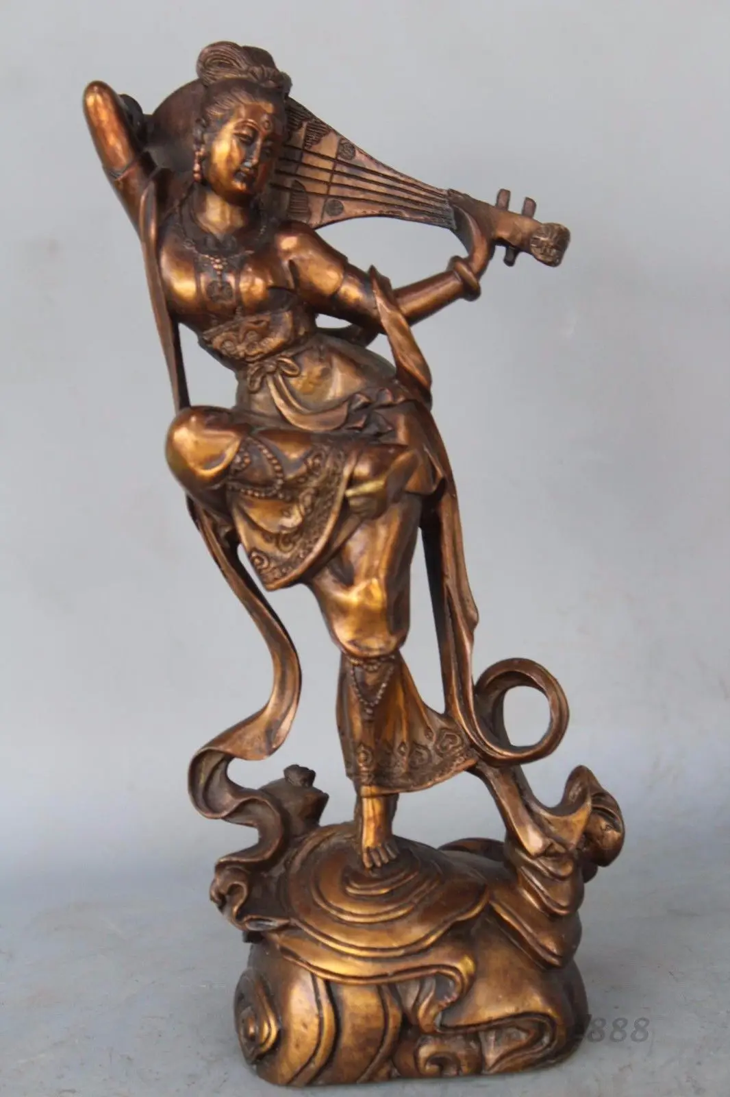 

china 100% Tibet Honggu copper gilt Buddhist fairy pipa