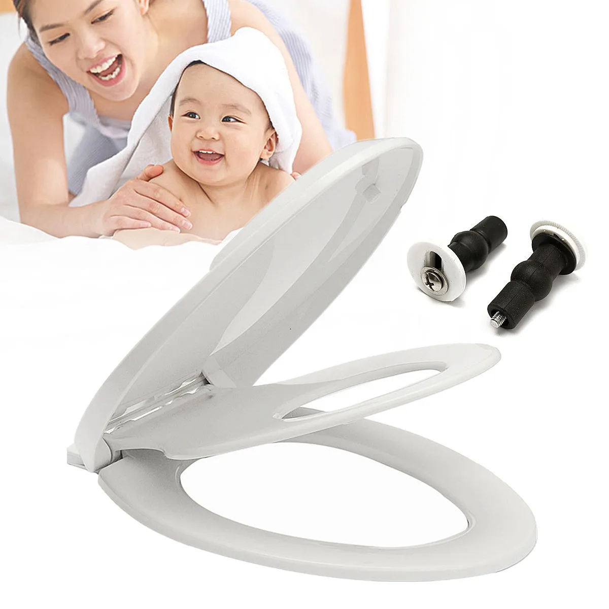 

Removeable Universal Square Round Slow-Close Family Thicken Toilet Seats Cover with Built-in Child Potty Training Seat