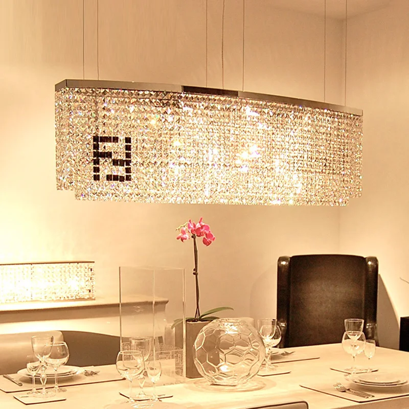 Shopcase LED подвеска хрустальные светильники и освещение прямоугольный светодиодный Люстра для столовой кафе ресторан Светодиодные Pendientes
