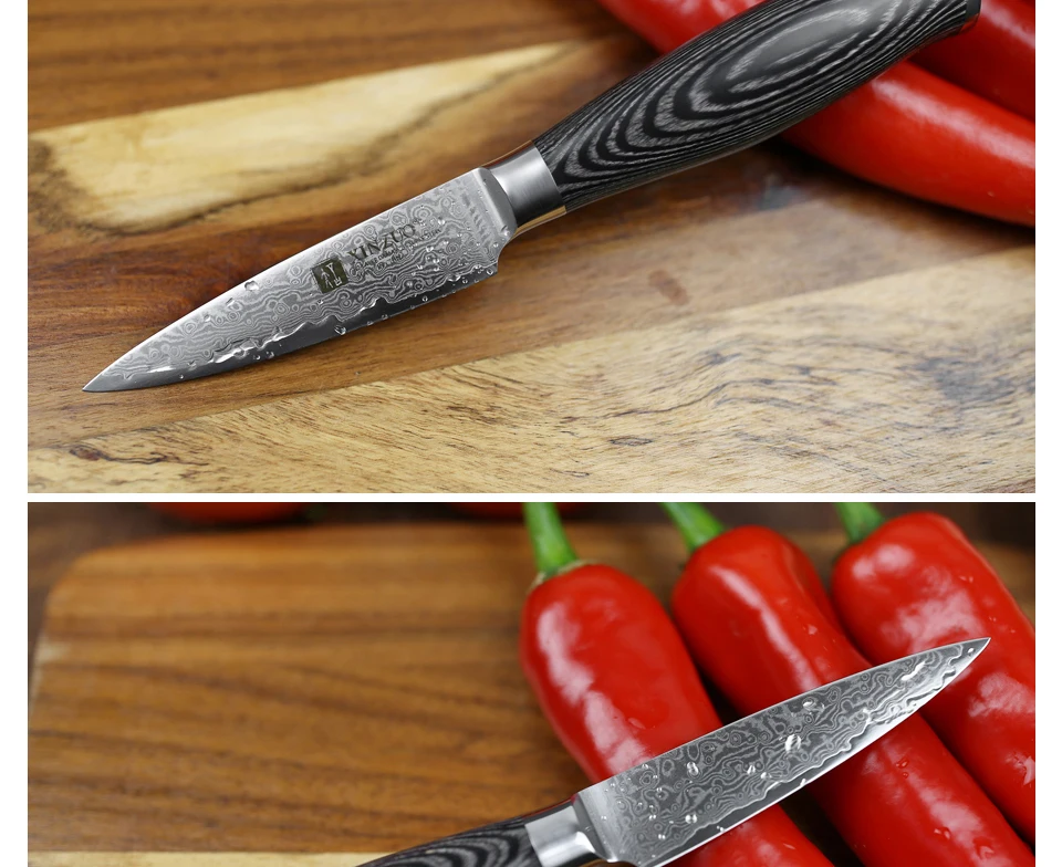 XINZUO 3," нож для фруктов дамасский японский vg10 Core кованый нож для очистки овощей Дамасские Стальные Кухонные ножи столовый нож для очистки овощей подарочная коробка