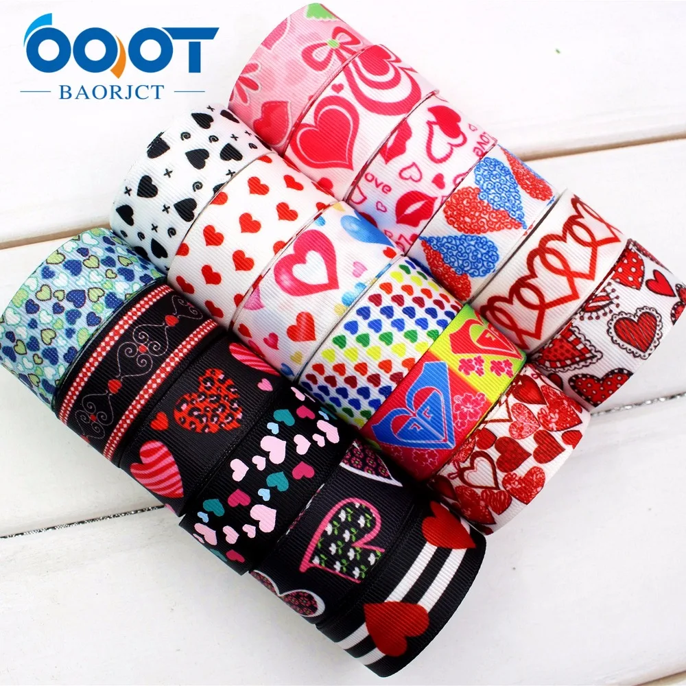 

174201, OOT BAORJCT 22mm 10yard/lot cordate Ribbons Thermal transfer Printed grosgrain Wedding Accessories DIY handmade material