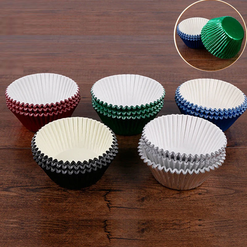 100pcs Paper Cupcake Cup Aluminium Foil Muffin Baking Cups Liners