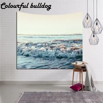 

Wholesale Sea Tapestry Digital Print Cloth Wall hanging Brand Beach Towel Carpets Home Decor Tapete Machine Washable Tablecloth