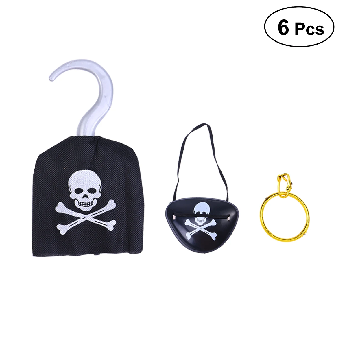 

6pcs Pirate Costume Pirate Earring Eye Patches Pirate Hook Party Supplies Prop Set for Cosplay Performance Halloween Party