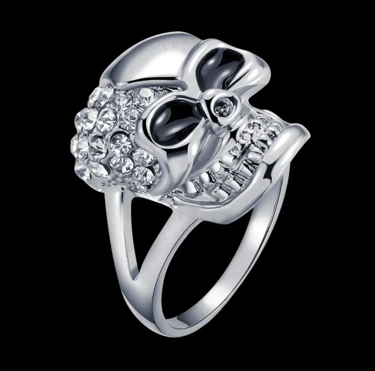 

2019 New Summer Exaggerated white gold enamel ring Inlaid Crystal from Swarovskis ring For Women Fashion Jewelry Rings
