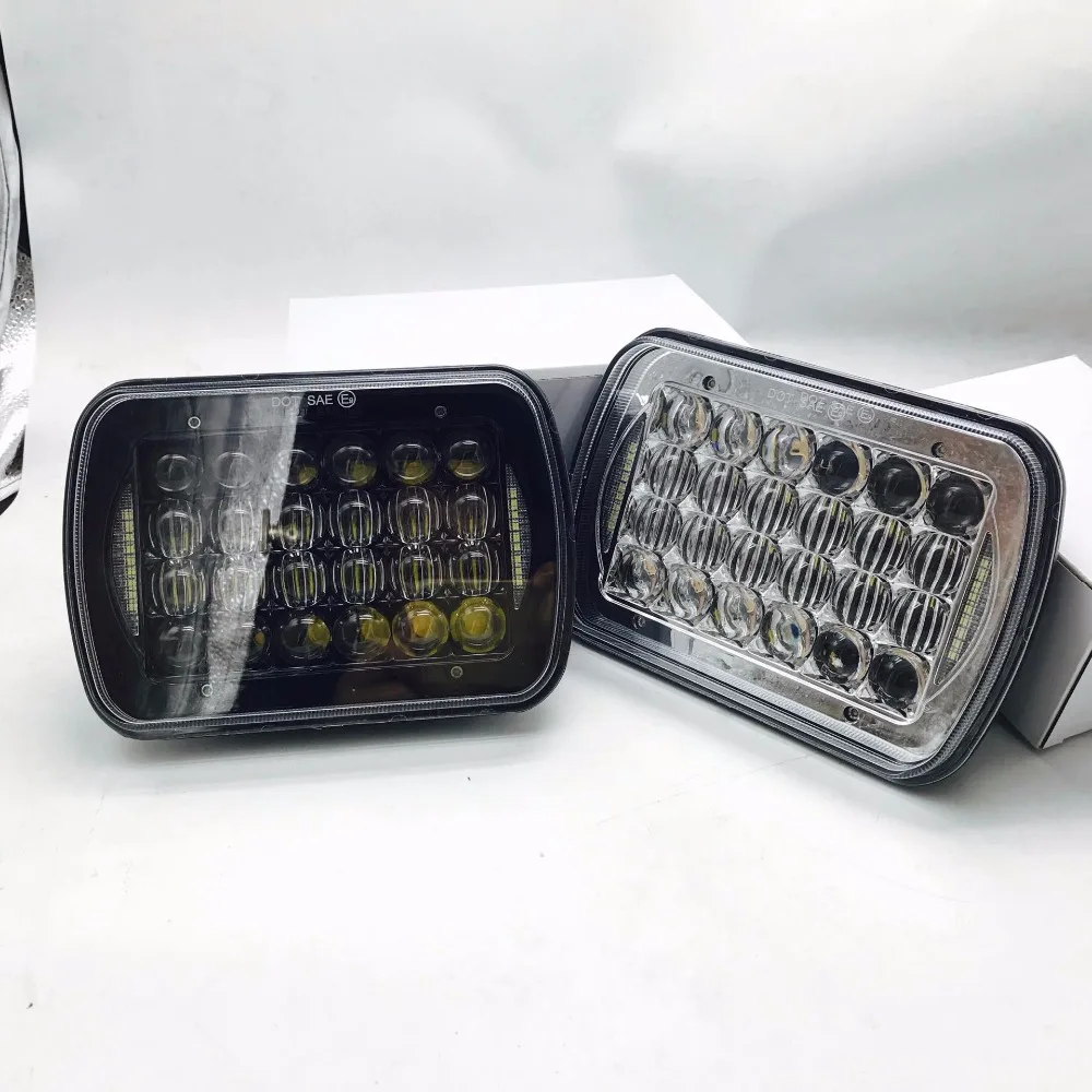 

2x Black Sliver LED Headlight 7x6" 7x5" 72W power LED Light Bulb Headlight Headlamp for 1984-2001 Jeep Cherokee XJ