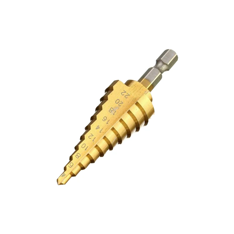

4-22 mm HSS Titanium Coated Step Drill Bit for Metal High Speed 4241 Steel Wood Drilling Power Tools Hole Cutter Step Cone Drill
