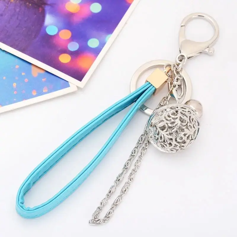 New elegant palace bell Keychain simple leather rope car key ring